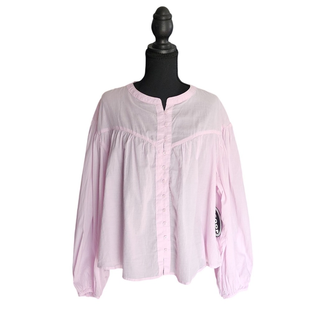 NWT Scoop Womens 100% Cotton Pastel Pink Peasant Bohemian Cottagecore Top 12/14